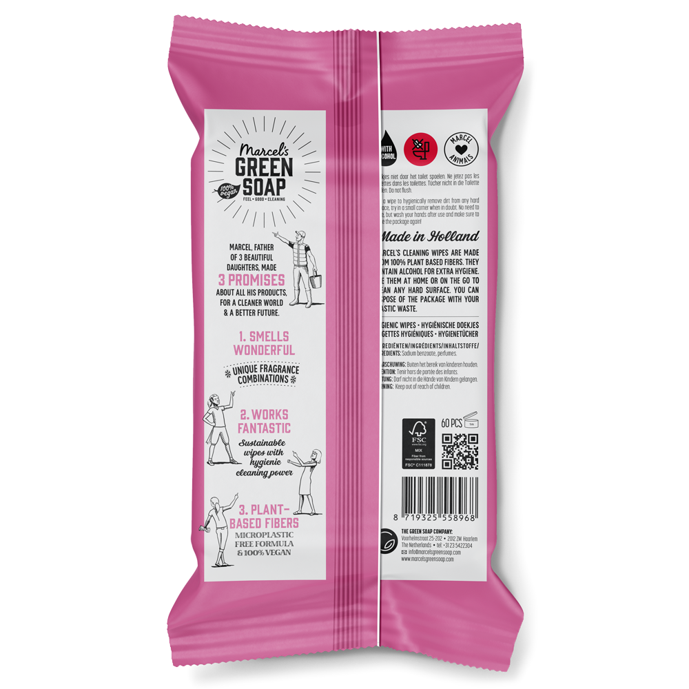 Hygiënische Schoonmaakdoekjes Patchouli & Cranberry