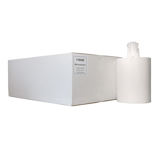 Midi Poetsrol Wit – 6 rollen van 275 meter - 22 cm breed (118026)