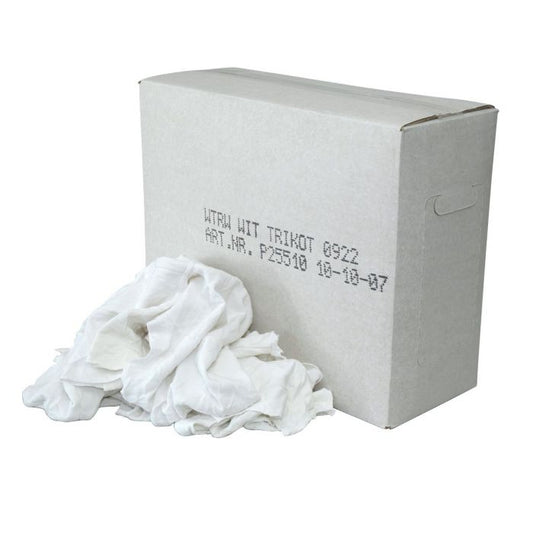 Poets doeken P25210 witte tricot met gekleurd randje P25210