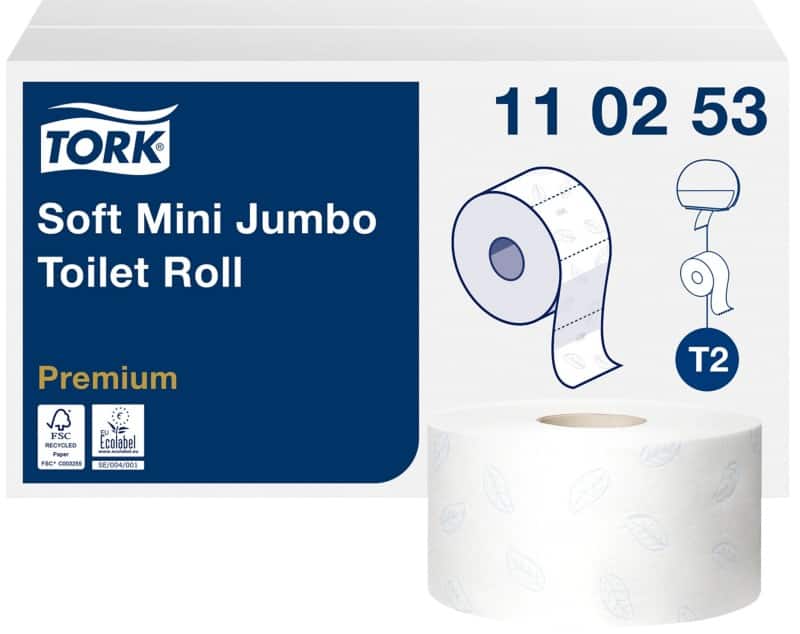 Tork mini jumbo toiletpapier T2 2-laags, pak 12 rollen x 850 vel