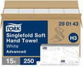 Tork Advanced Recycled Handdoek H3 Wit 1-laags 290143 15 Stuks à 250 Vellen - 15 stuks