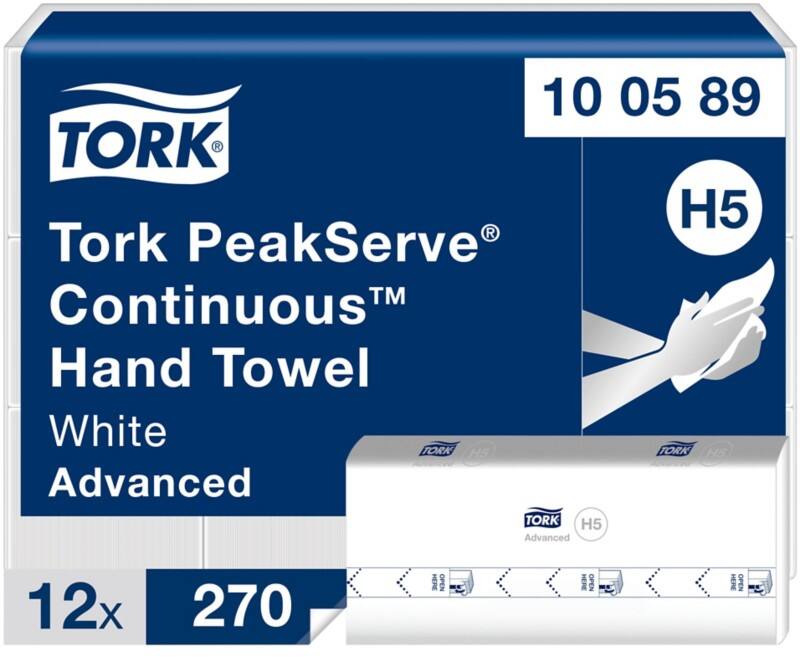 Tork PeakServe handdoekpapier H5 1-laags wit, doos 12 x 270 stuks