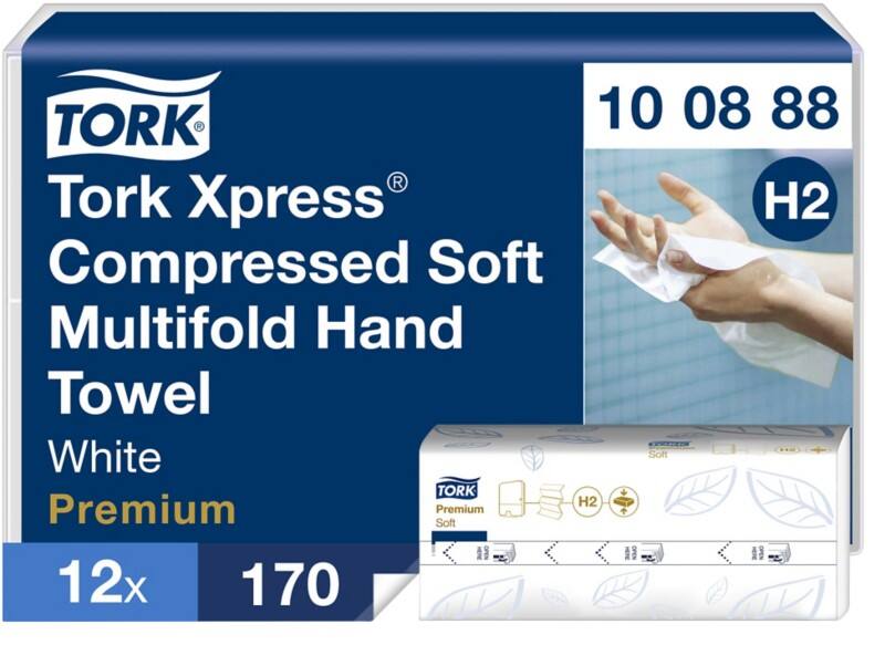 Tork Xpress Premium handdoekpapier H2 M-vouw 2-laags wit, doos 12 x 170 stuks