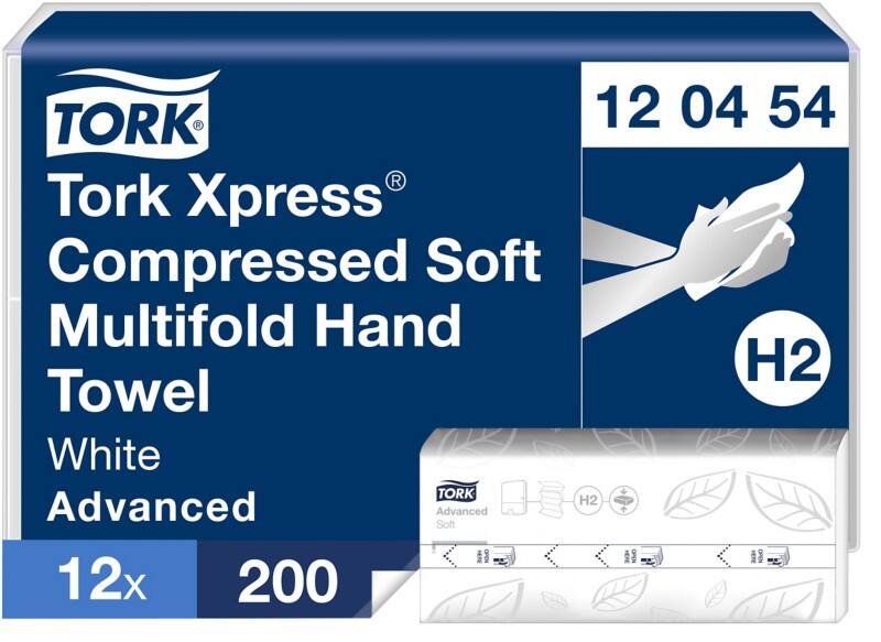 Tork Xpress Advanced handdoek H2 2-laags wit, doos 12 x 200 stuks