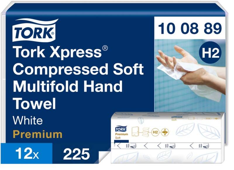 Tork Xpress Premium handdoekpapier H2 Z-vouw 2-laags wit, doos 12 x 225 stuks