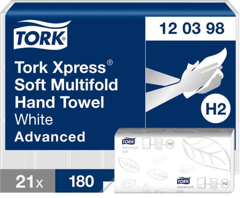 Tork Xpress Papieren handdoek M-vouw Wit 2-laags 120398 21 Stuks à 180 Vellen - 21 stuks