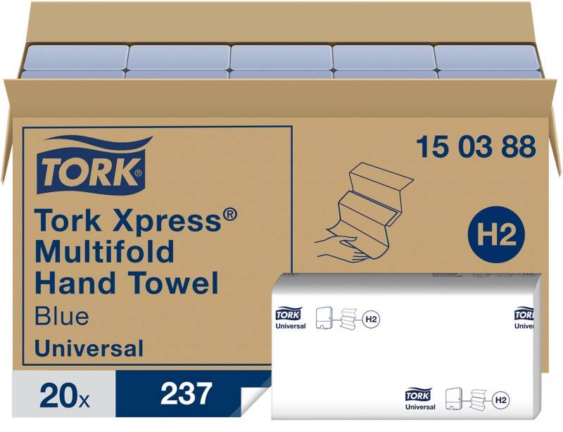 Tork Xpress Multifold Universal Handdoek H2 Blauw 2-laags 150388 20 Stuks à 237 Vellen - 20 stuks