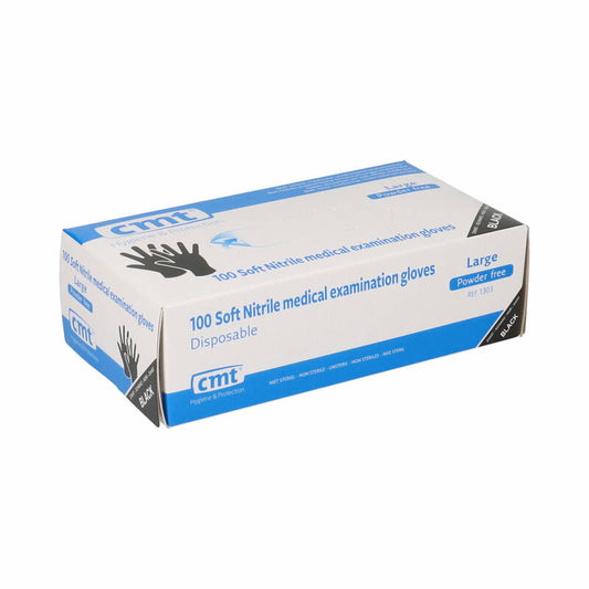 CMT Nitril Handschoenen Zwart Poedervrij Maat L – Doos á 100 stuks