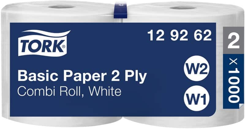 Tork Poetspapier W1, W2 2-laags 2 Rollen à 1000 Vellen - 2 rollen