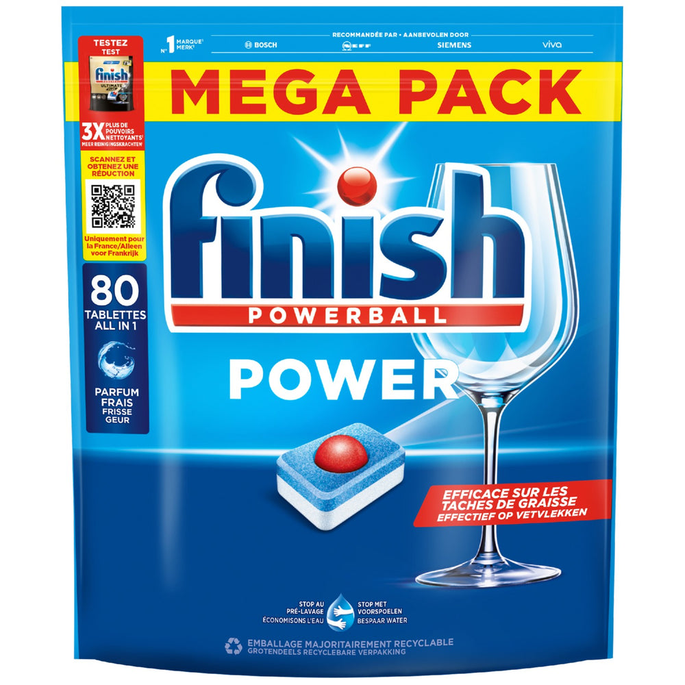 Finish vaatwastabletten Power All-in-1 Regular, doos 80 stuks