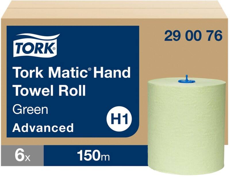 Tork Matic Advanced handdoekrol H1 groen, doos 6 rollen x 150 m