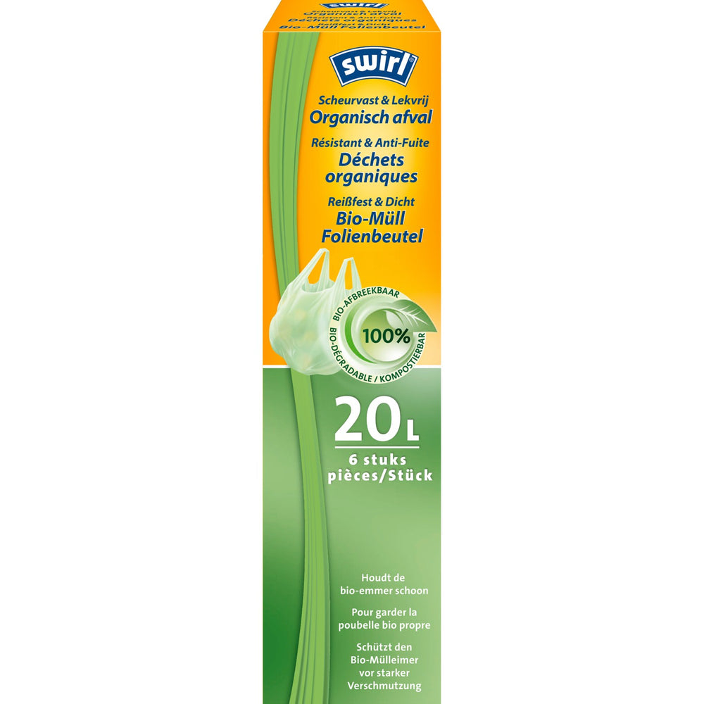 Swirl BIO pedaalemmerzakken met handvat 20 liter, rol 6 stuks