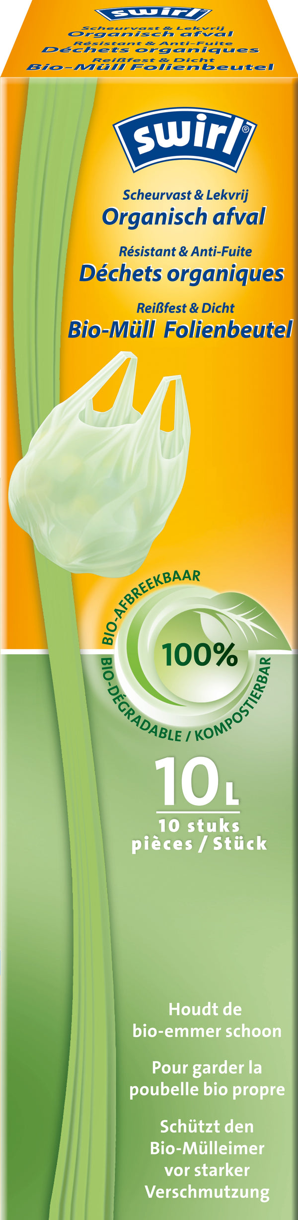 Swirl BIO pedaalemmerzakken met handvat 10 liter, rol 10 stuks