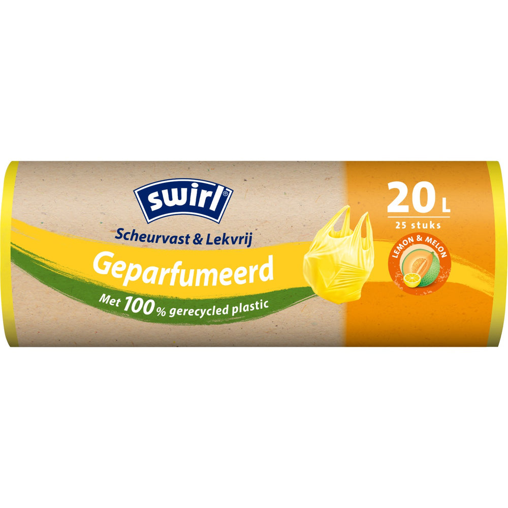 Swirl pedaalemmerzak geparfumeerd Lemon & Melon met handvat 20 liter, rol 25 stuks