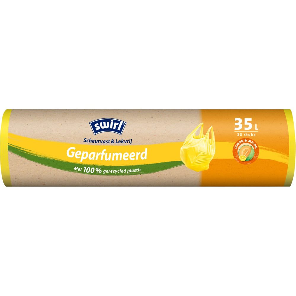 Swirl pedaalemmerzak geparfumeerd Lemon & Melon met handvat 35 liter, rol 20 stuks