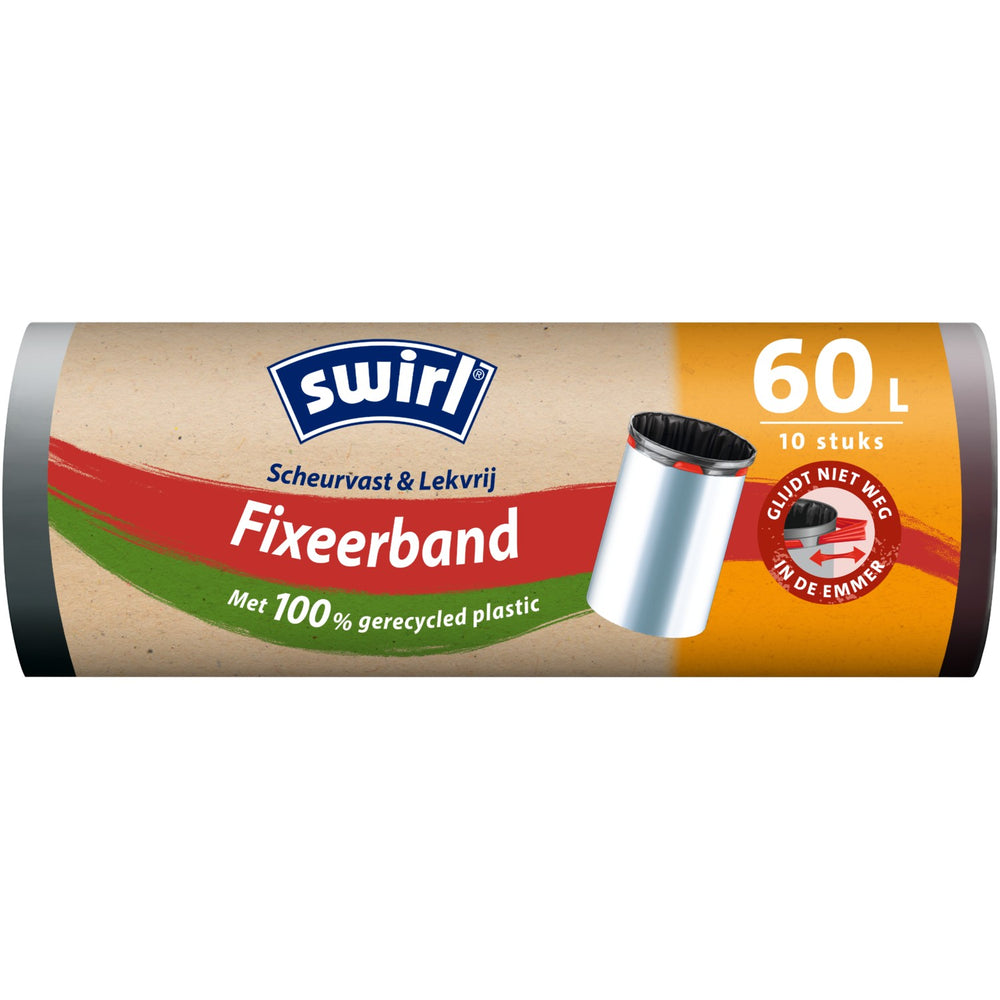 Swirl pedaalemmerzak met fixeerband 60 liter, rol 10 stuks