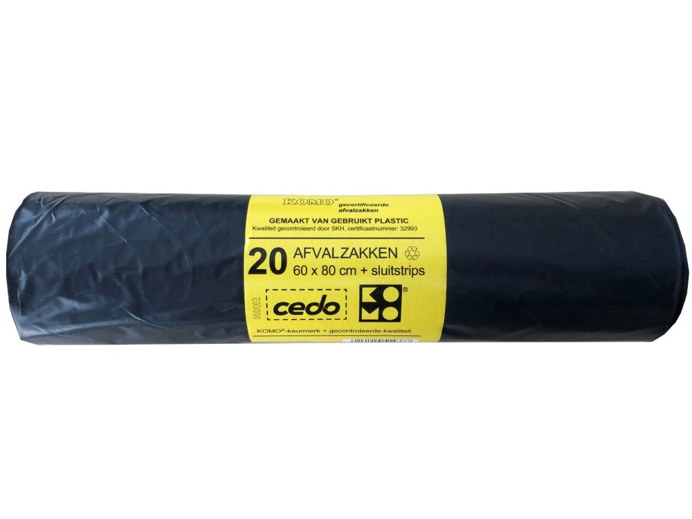 Komo vuilniszakken 60 liter, rol 20 stuks