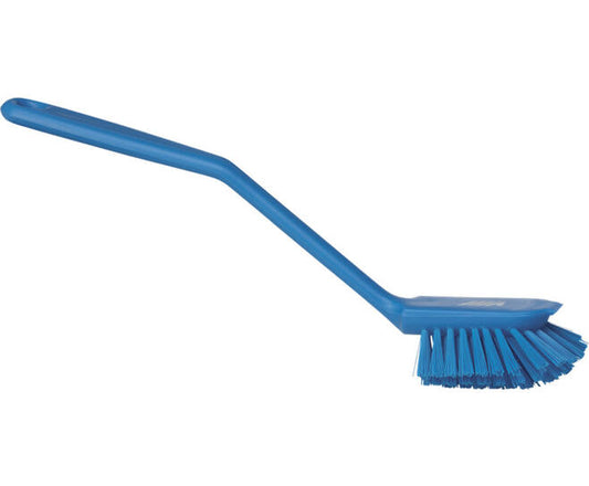 Vikan Hygiene afwasborstel met schraprand blauw medium vezels - stuk