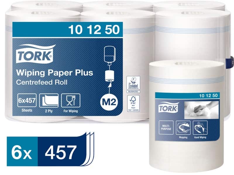 Tork poetspapier M2 2-laags, doos 6 rollen x 457 vel