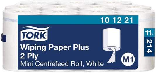 Tork Advanced Poetspapier M1 Centerfeed Wit 2-laags 101221 11 Rollen à 214 Vellen - 11 rollen