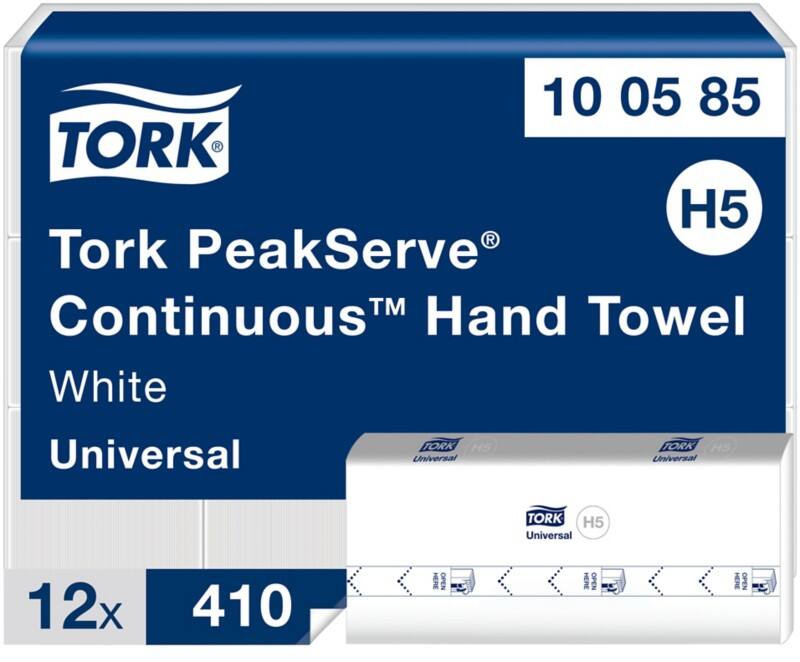 Tork PeakServe Handdoek H5 Wit 1-laags 100585 12 Stuks à 410 Vellen - 12 stuks