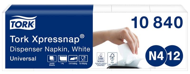 Tork Xpressnap servetten wit, doos 5 x 225 stuks