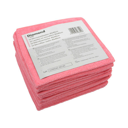 Hy@pro Diamond Microvezeldoek Roze | 40x40 cm | 330 gr/m² | 10 stuks