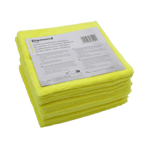 Hy@pro Diamond Microvezeldoek Geel | 40x40 cm | 330 gr/m² | 10 stuks