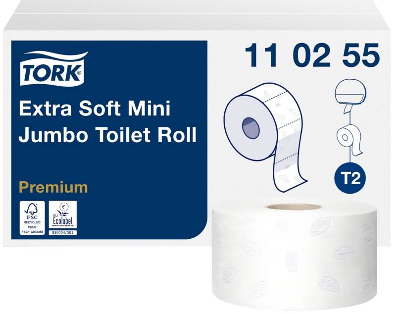 Tork Mini Jumbo Toiletpapier T2 3-laags 110255 12 Rollen à 600 Vellen - 12 rollen