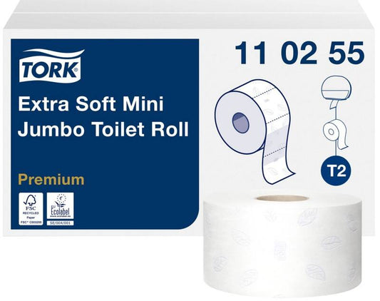 Tork Mini Jumbo Toiletpapier T2 3-laags 110255 12 Rollen à 600 Vellen - 12 rollen