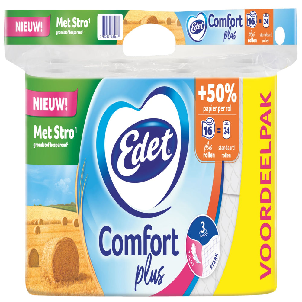 Edet toiletpapier Comfort Plus 3-laags, pak 16 rollen