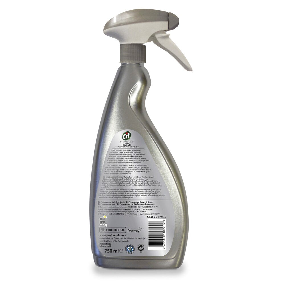 Cif Professional roestvrijstaalreiniger Pro Formula, spuitflacon 750 ml
