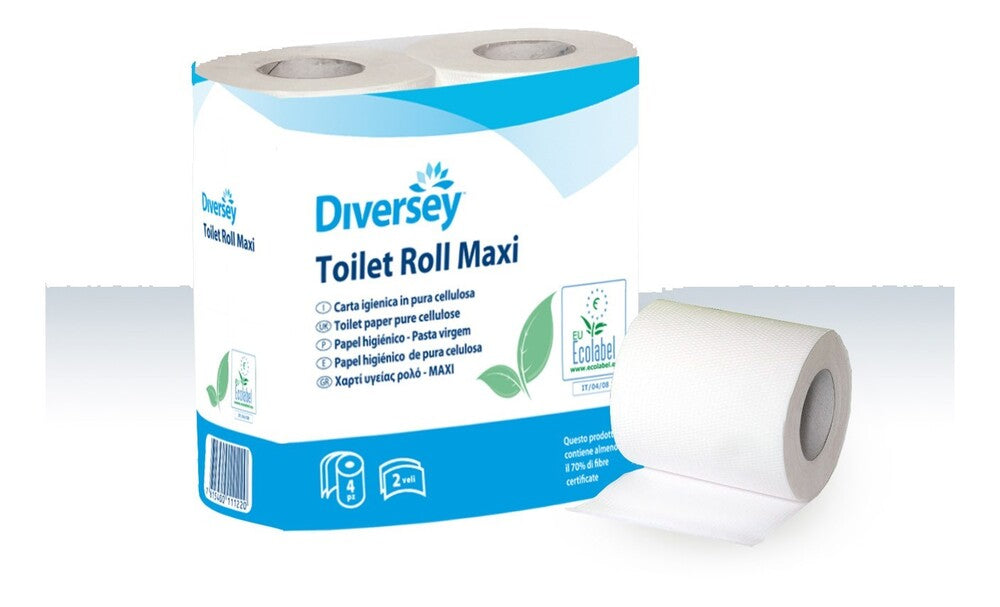 Diversey toiletpapier Maxi puur cellulose 2-laags wit 52 m, pak 4 rollen