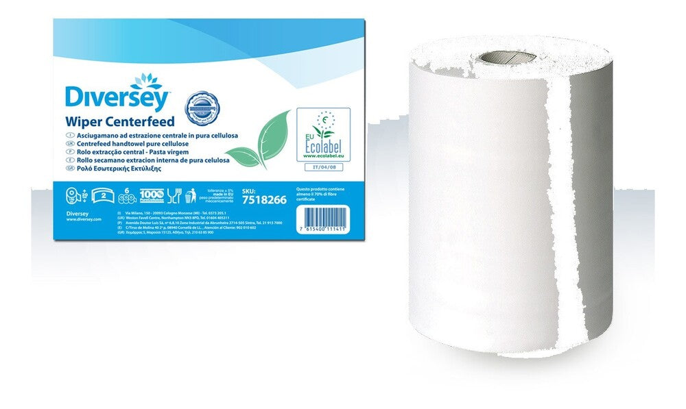Diversey poetsrol puur cellulose 150 m, per stuk