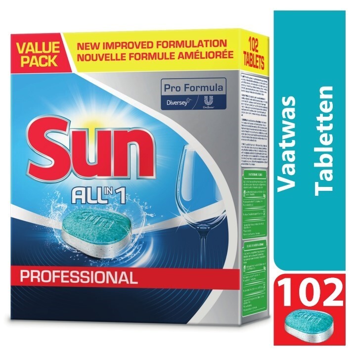 Sun Professional All-in-1 vaatwastabletten XXL Pro Formula, doos 102 stuks