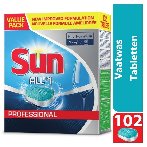 Sun Professional All-in-1 vaatwastabletten XXL Pro Formula, doos 102 stuks