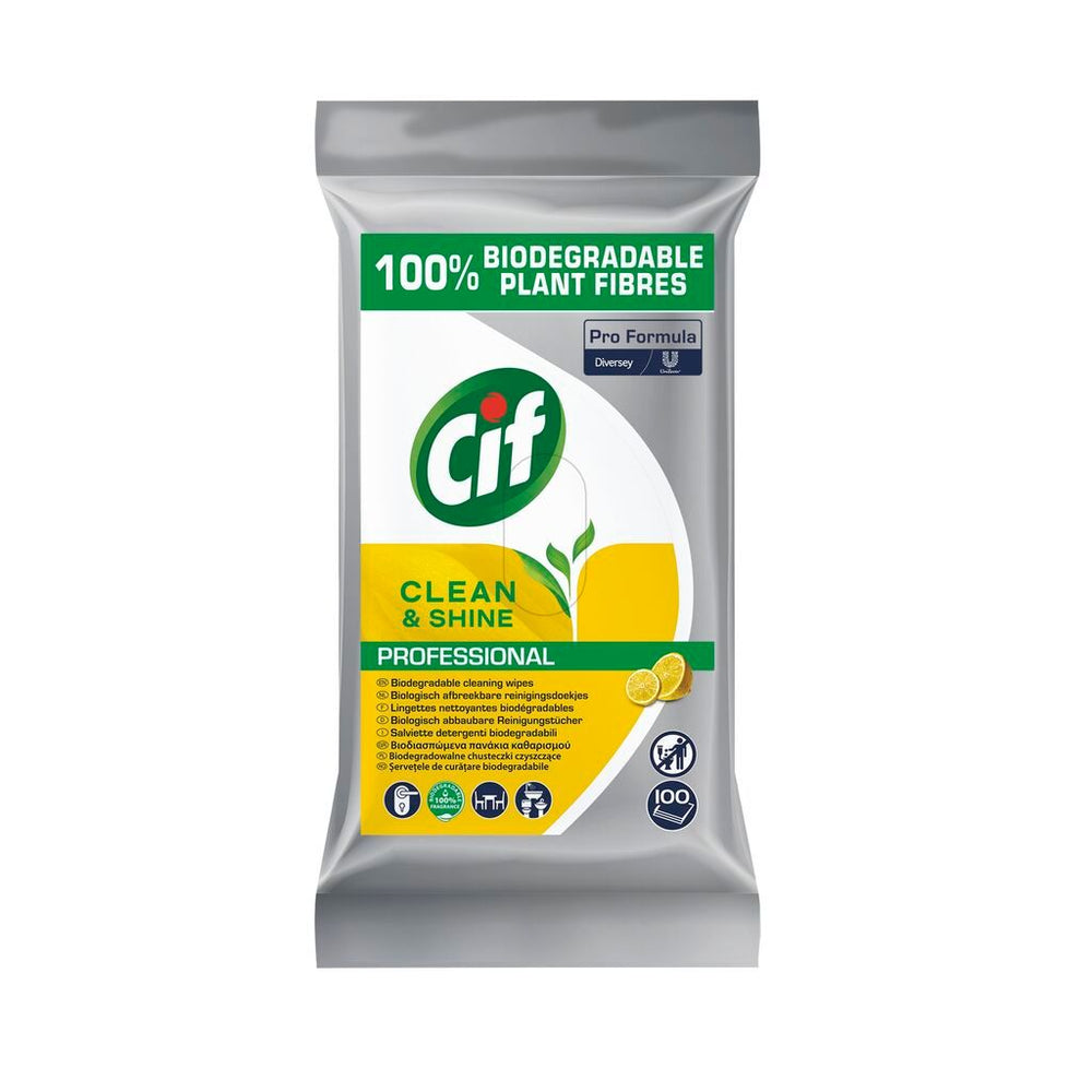 Cif Professional multifunctionele reinigingsdoekjes Clean & Shine, pak 100 stuks