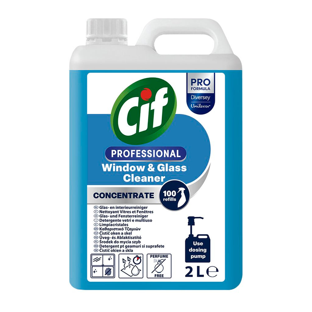 Cif Professional glas- en interieurreiniger geconcentreerd, fles 2 liter