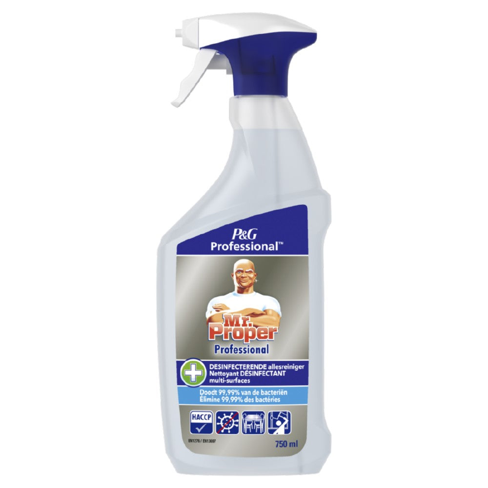 Mr. Proper Professional desinfecterende allesreiniger en glasreiniger spray, spuitflacon 750 ml