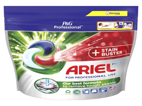 Ariel Professional wasmiddel All-in-1 Pods Stain Buster, doos 60 stuks
