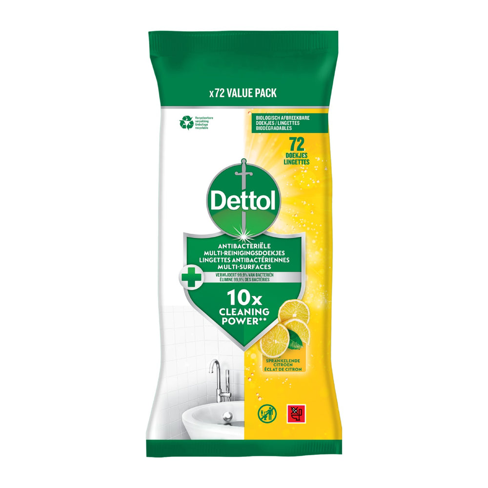 Dettol desinfecterende reinigingsdoekjes citroen, pak 72 stuks