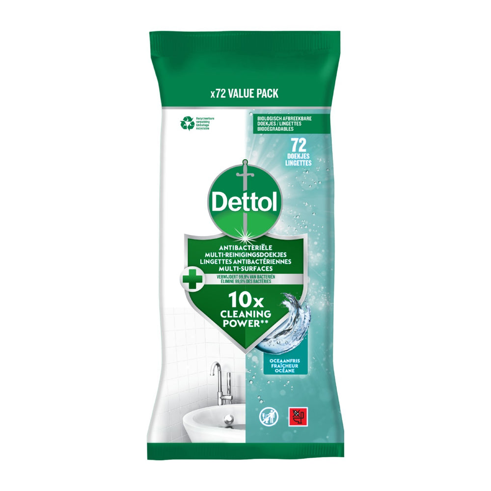 Dettol desinfecterende reinigingsdoekjes oceaanfris, pak 72 stuks