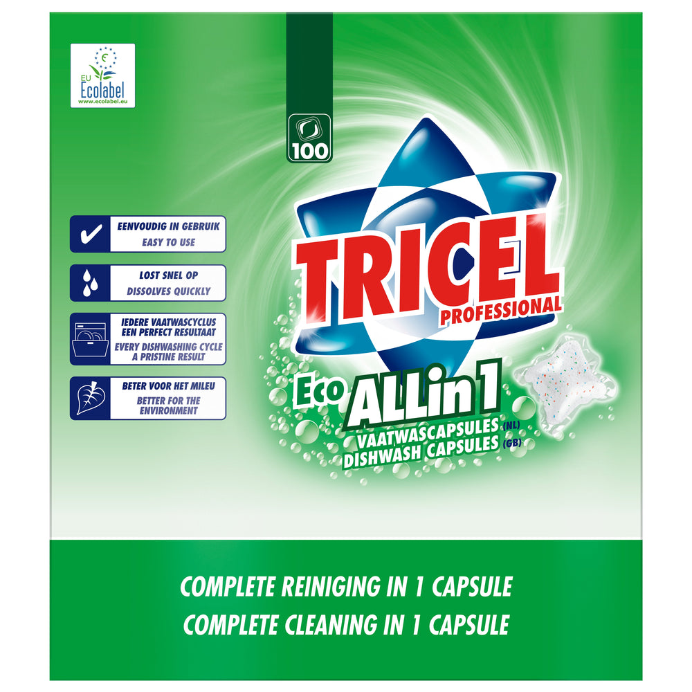 Tricel Professional ECO all-in-1 vaatwascapsules, doos 100 stuks