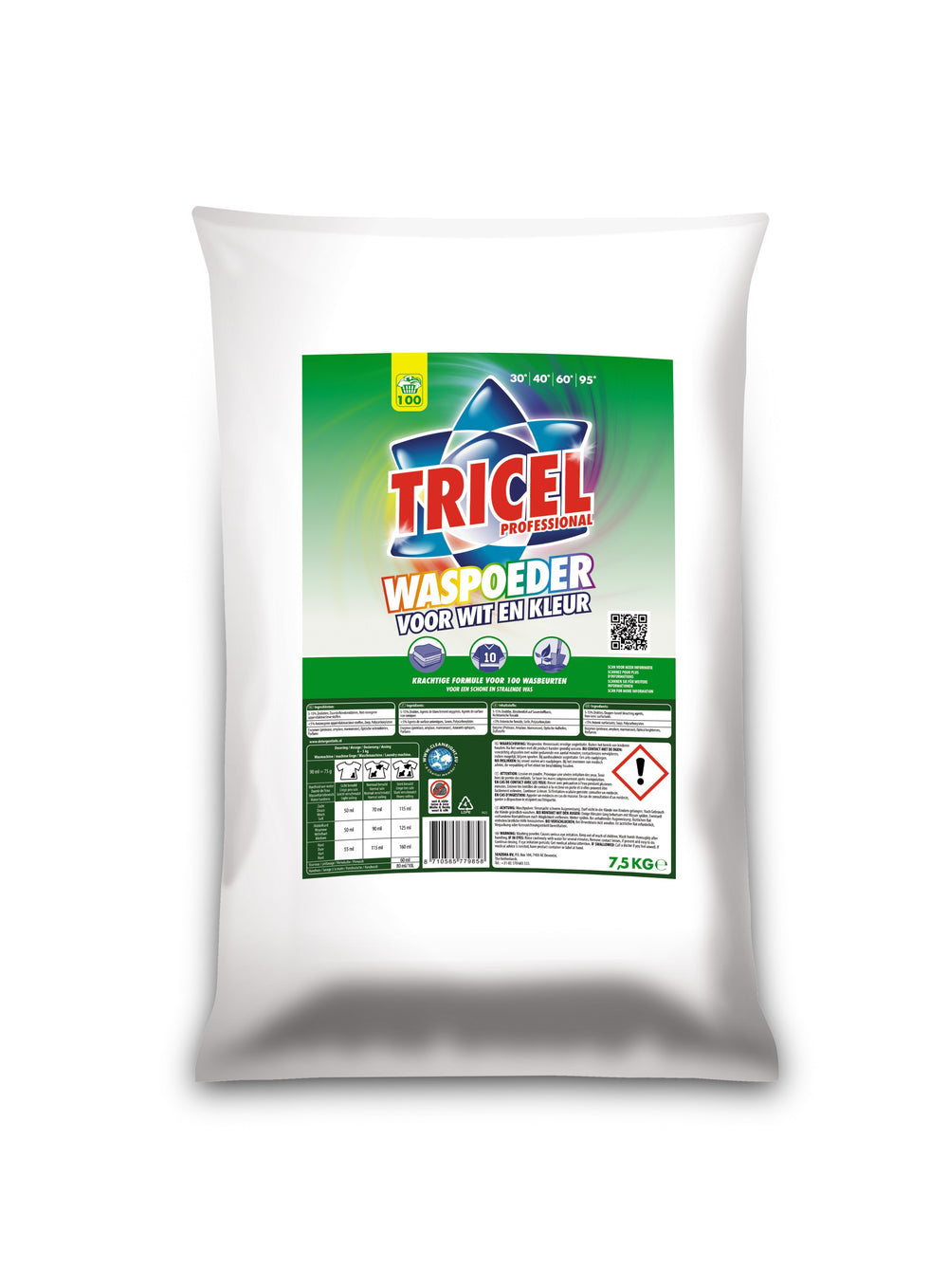 Tricel Professional waspoeder voor wit en kleur, zak 7,5 kg