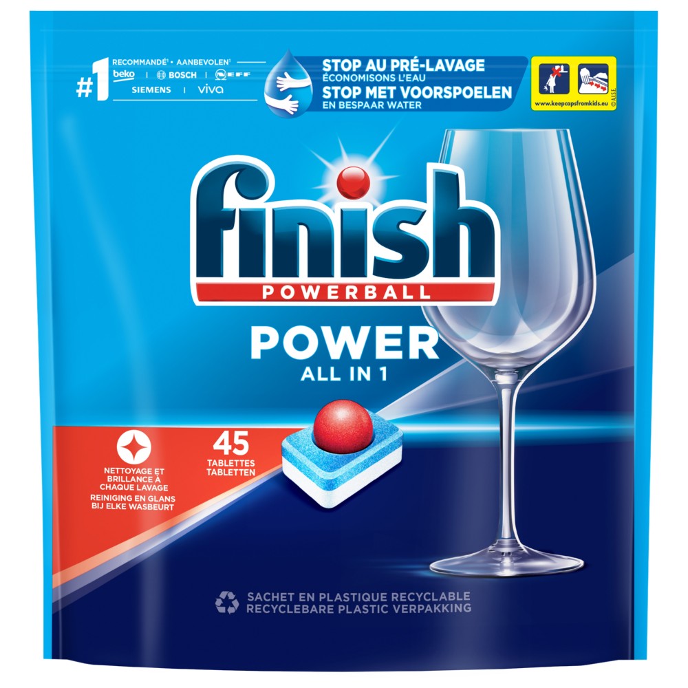 Finish vaatwastabletten Power All-in-1 Regular, doos 45 stuks