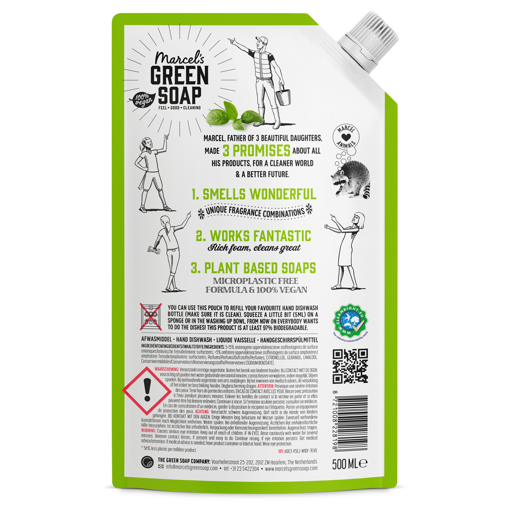 Afwasmiddel Navulling Basilicum & Vetiver