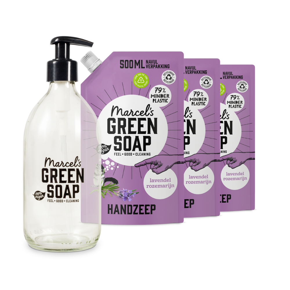 Glazen Fles Navulbundel Lavendel & Rozemarijn