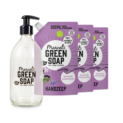 Glazen Fles Navulbundel Lavendel & Rozemarijn