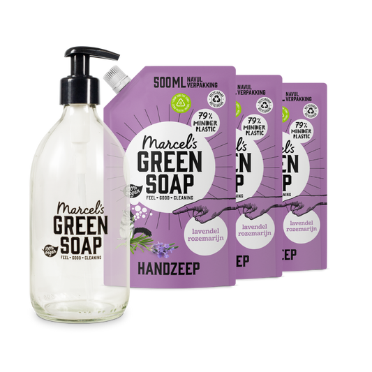 Glazen Fles Navulbundel Lavendel & Rozemarijn